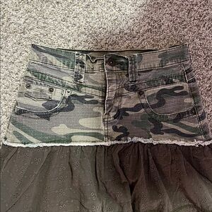 Vanilla Star Camouflage and Olive Mini Skirt